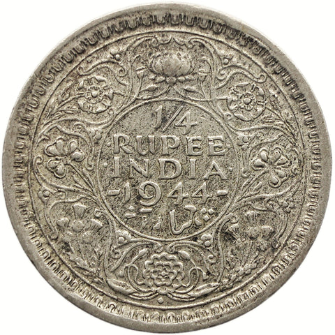 1944 Quarter Rupee British India Coin George VI Silver Bombay Mint