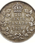 1918 10 Cents Canada Coin George V Silver