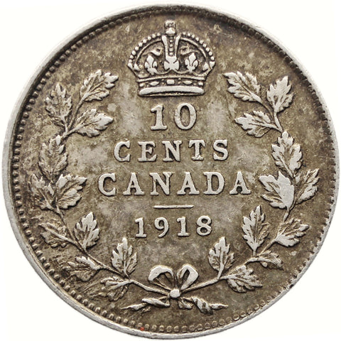 1918 10 Cents Canada Coin George V Silver