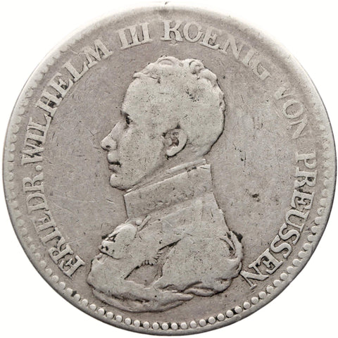 1818 D 1 Thaler Prussia Coin Friedrich Wilhelm III Silver Germany Düsseldorf Mint