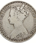 1875 Florin Gothic Queen Victoria Coin Great Britain Two Shillings Silver Die Number 86
