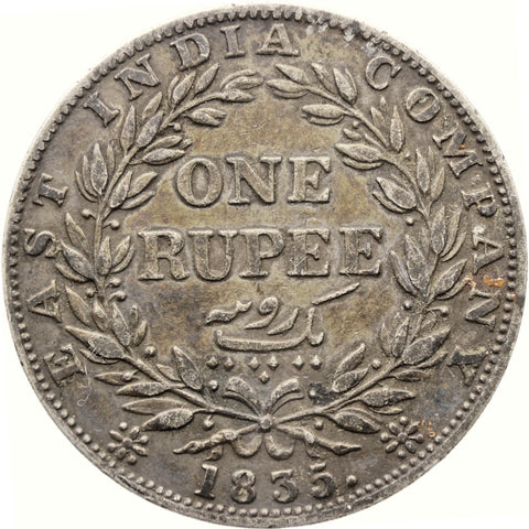 1835 One Rupee British India Coin William IV Silver Calcutta Mint
