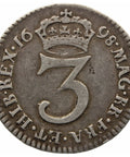 1698 3 Pence William III Coin Maundy England Silver