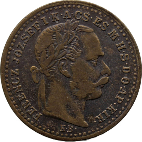 1870 KB 10 Krajczar Hungary Coin Franz Joseph I Kremnitz Mint