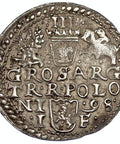 1598 3 Groschen Trojak Olkusz Mint Polish–Lithuanian Coin Sigismund III Vaza Silver