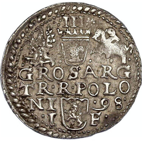 1598 3 Groschen Trojak Olkusz Mint Polish–Lithuanian Coin Sigismund III Vaza Silver