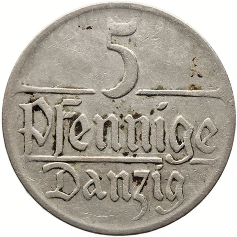 1923 5 Pfennig Danzig Coin