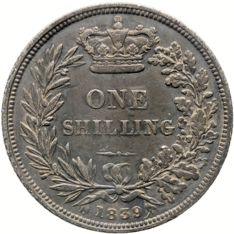 1839 Shilling Victoria Coin Silver UK