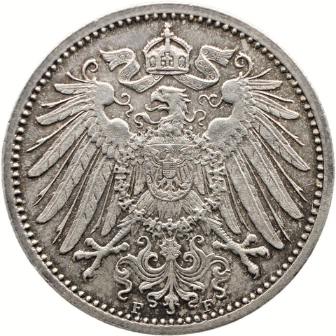 1901 F 1 Mark Germany Wilhelm I Coin Silver Stuttgart Mint