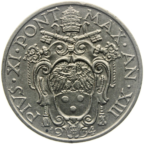 1934 20 Centesimi Pius XI Vatican City Coin