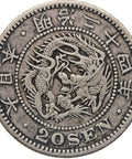 1891 20 Sen Japan Coin Meiji Silver Year 24