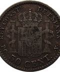 1904 50 Centimos Spain Coin Alfonso XIII Silver