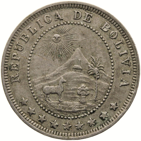 1897 5 Centavos Bolivia Coin