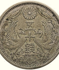 1926 50 Sen Japan Coin Taisho Year 15