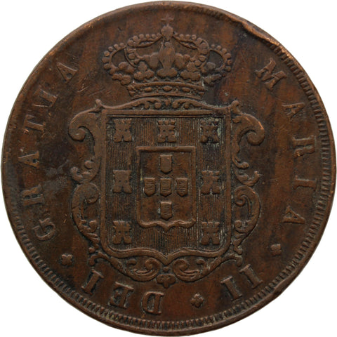 1847 20 Reis Portugal Coin Maria II