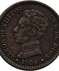 1904 50 Centimos Spain Coin Alfonso XIII Silver