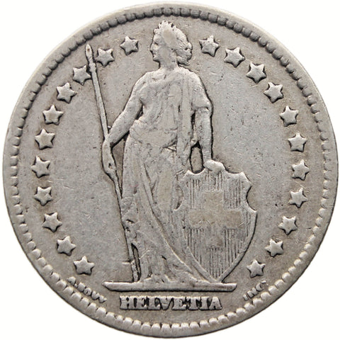 1905 One Franc Switzerland Coin Silver Helvetia