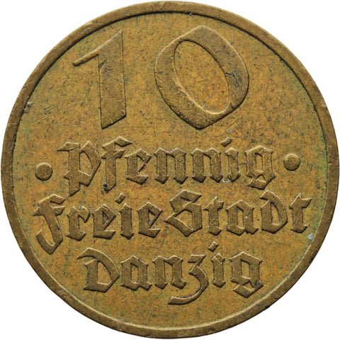 1932 Danzig 10 Pfennig Coin