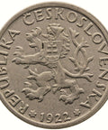 1922 1 Koruna Czechoslovakia Coin
