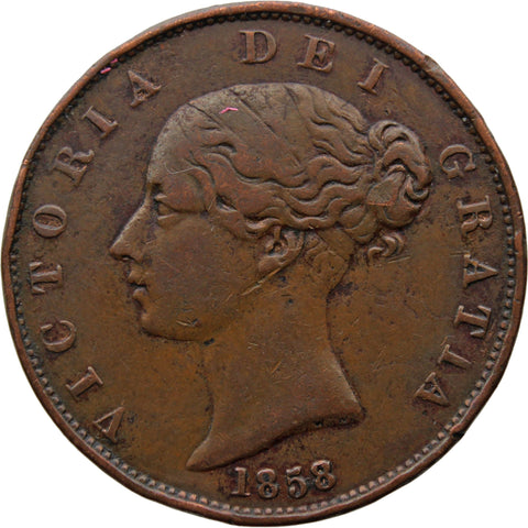 1858 Half Penny Queen Victoria Coin UK