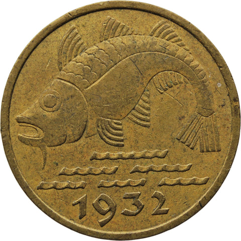 1932 Danzig 10 Pfennig Coin