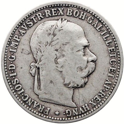 1893 1 Korona Austria Franz Joseph I Silver Coin