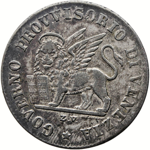 1848 15 Centesimi Republic of Venice Coin Silver