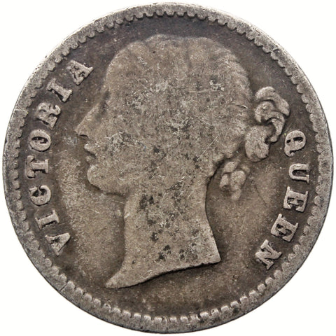 1840 1/4 Rupee British India Victoria Coin Silver Crosslet 4